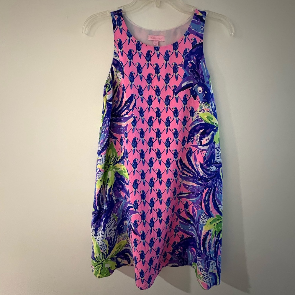 Lilly Pulitzer Pink and Blue Parrot Dress